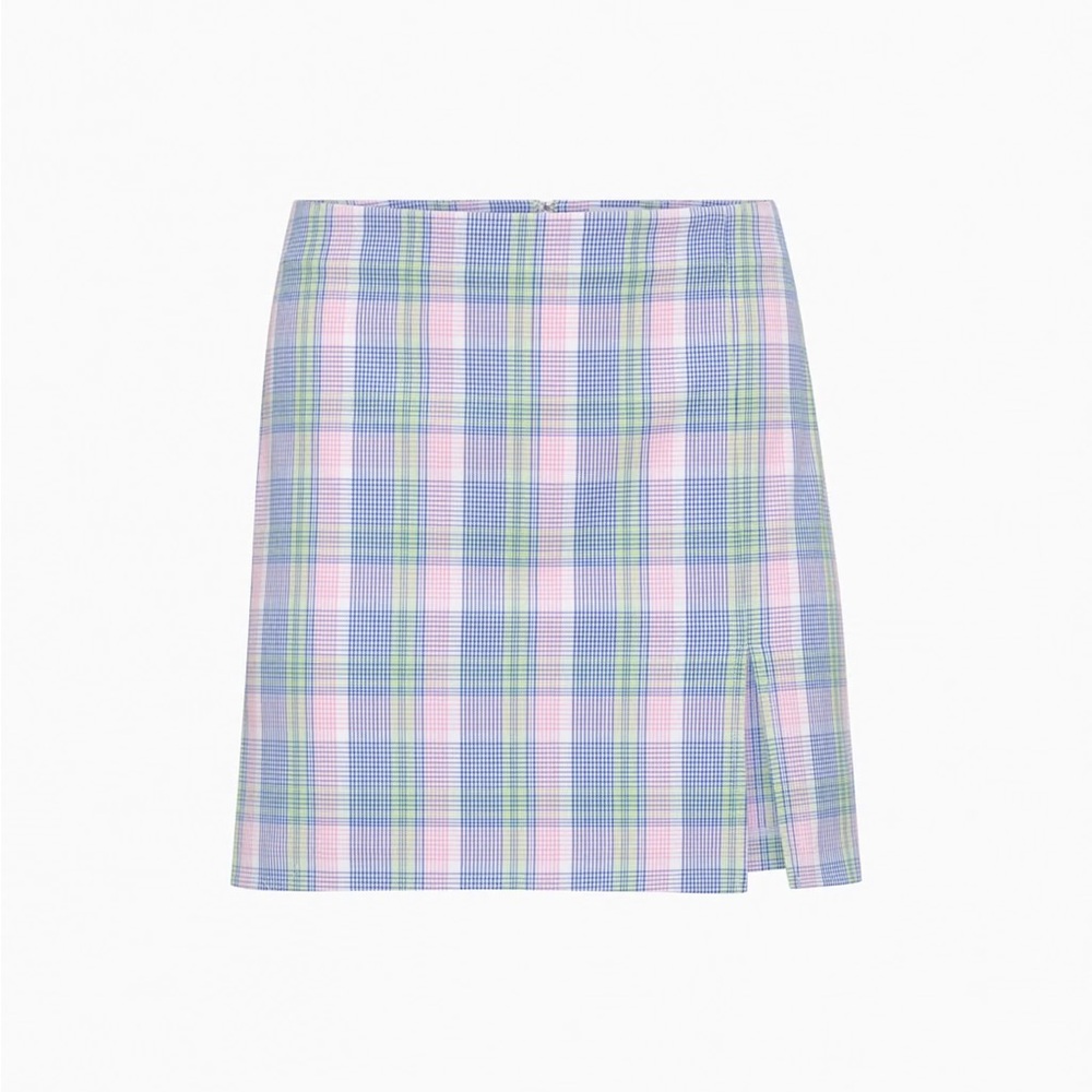 Aritzia Blue and Pink Mini Pencil Skirt with Slit